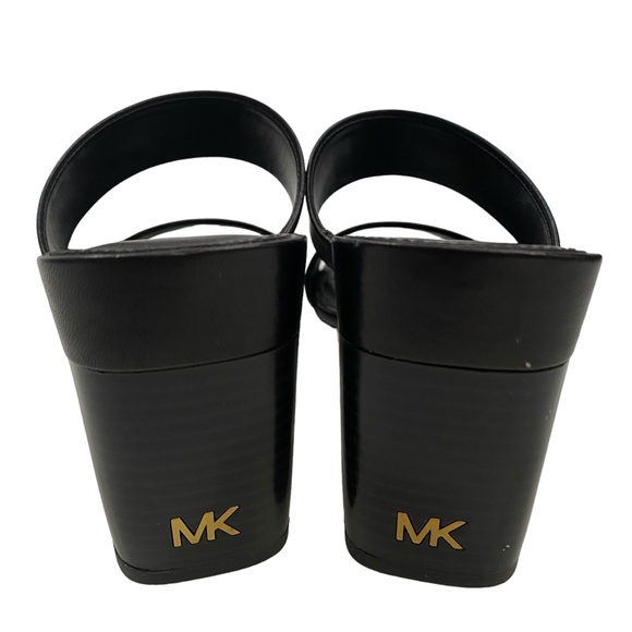 MICHAEL KORS SIZE 7 BLACK GLENDA LEATHER SLIDE SANDAL NWOT $125 - Picture 3 of 6